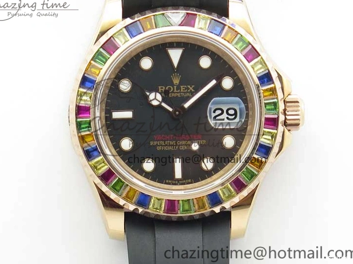 MiroTime 0112 WeatherProof Yacht-Master 40 116695SATS Bp Maker Best Edition Black Dial on Rubber Strap SA 3001